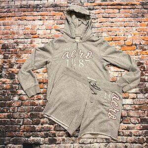 Y2K Aeropostale Hooded Jacket (XL) and Shorts (L) Sweat Set - Embordered Logo